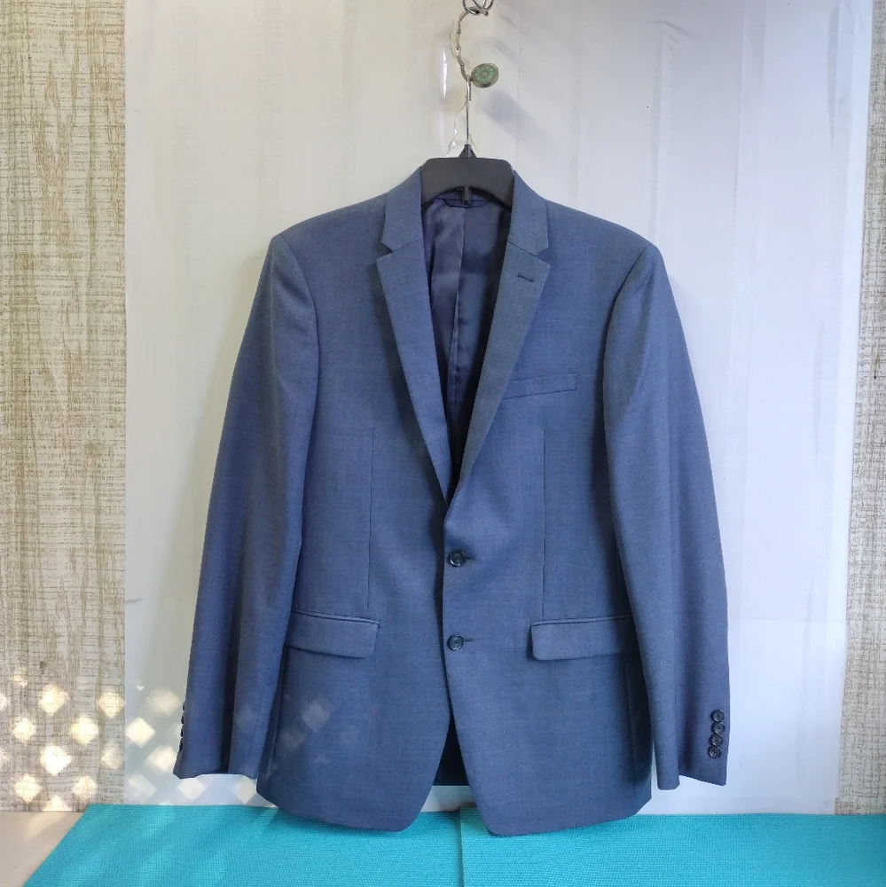 Dkny Men's 100% Wool Natural Stretch Suit Jacket Blue Size 40L